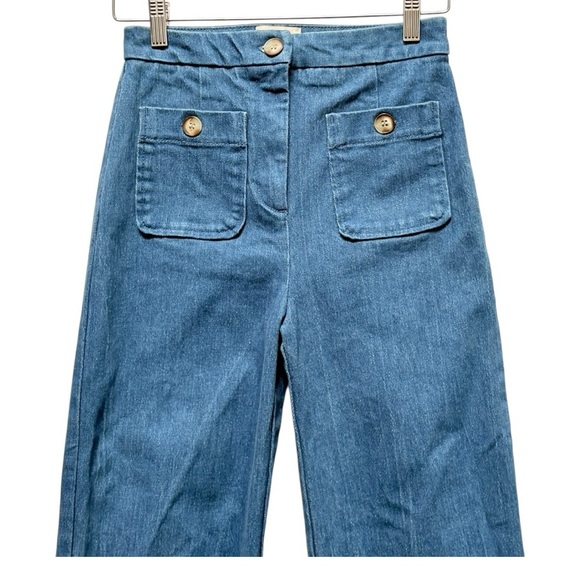 Sezane Dan Denim Wide Straight Leg Trouser Pants Size 34 US 2 - Picture 4 of 10